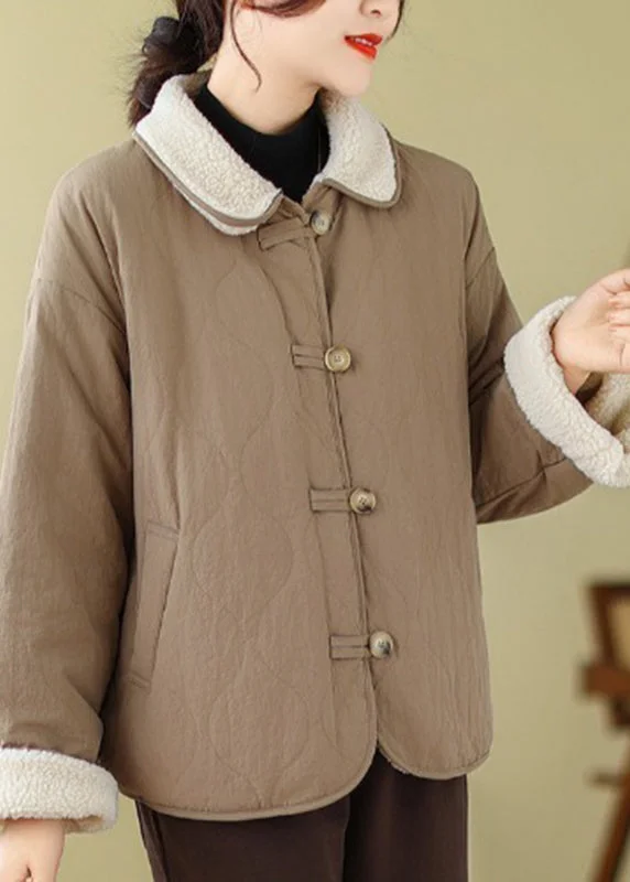 Versatile Items Art Khaki Oversized Wear On Both Sides Fleece Wool Lined Jacket Winter