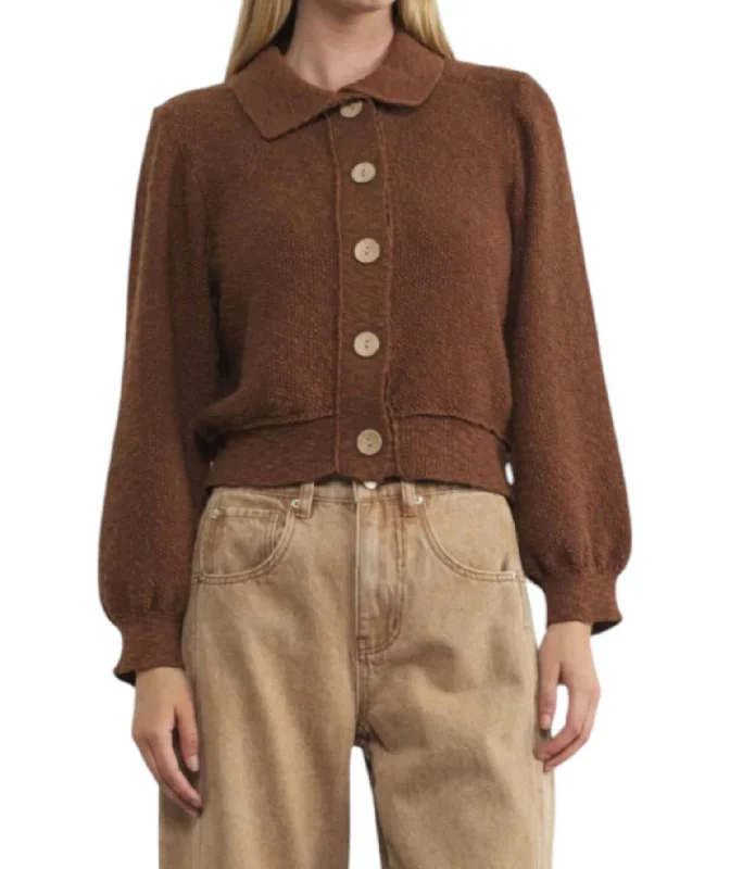 Youthful Street Fashion Dorothea Cardigan In Brown