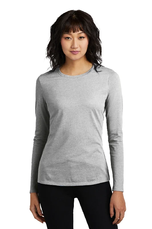 Fresh And Natural District Womens Perfect Blend CVC Long Sleeve Crewneck T-Shirt - Heather Light Grey - New