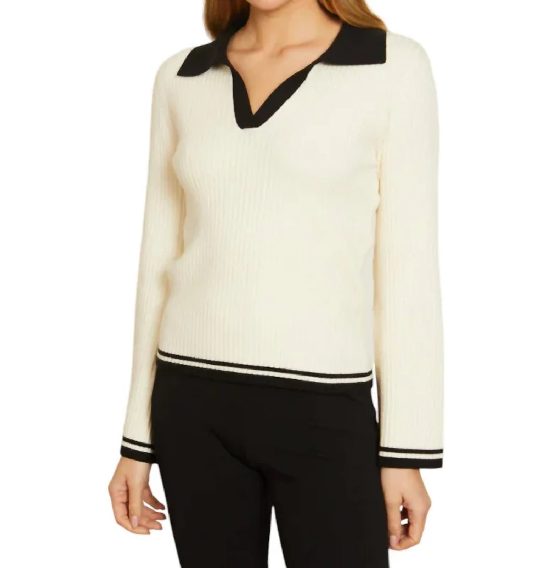 Feminine Charm Quincy Sweater In Ivory/black