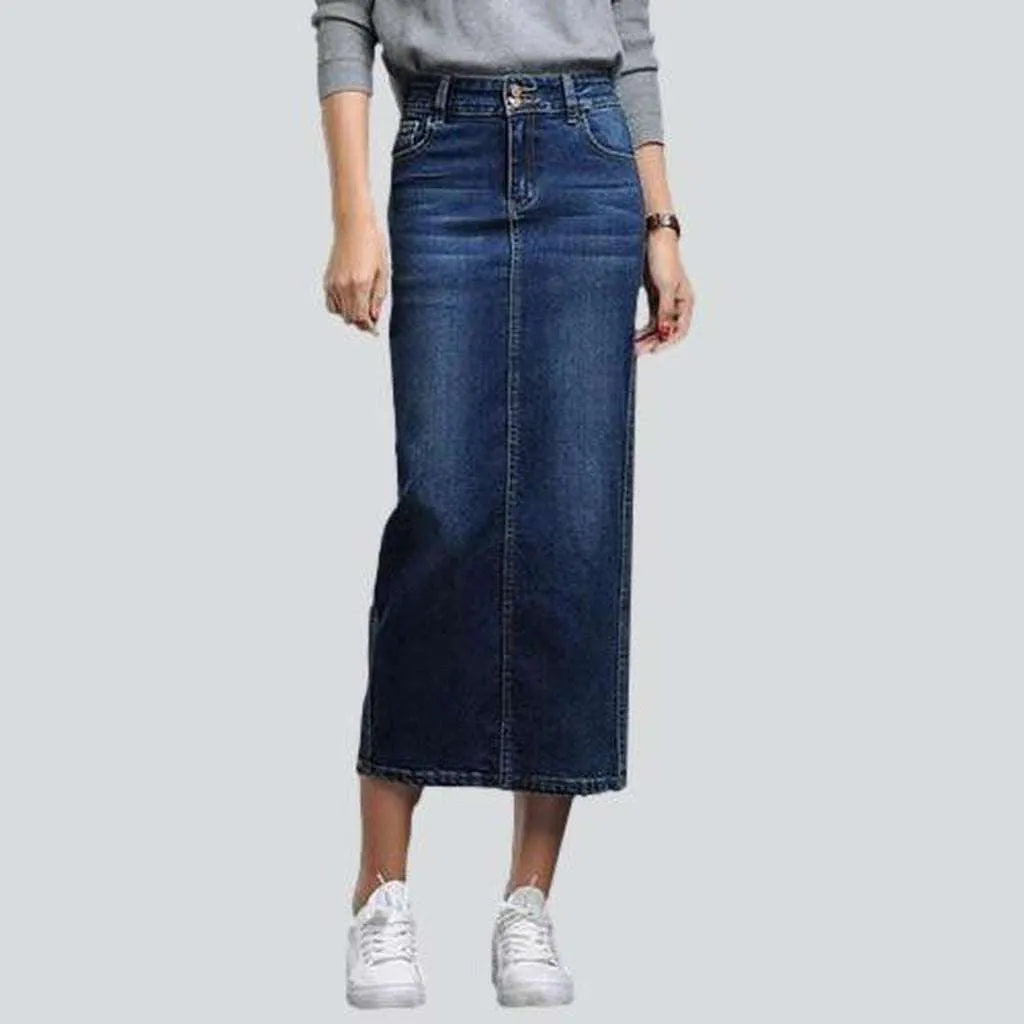 Elegant And Simple Dark long women's jeans skirt