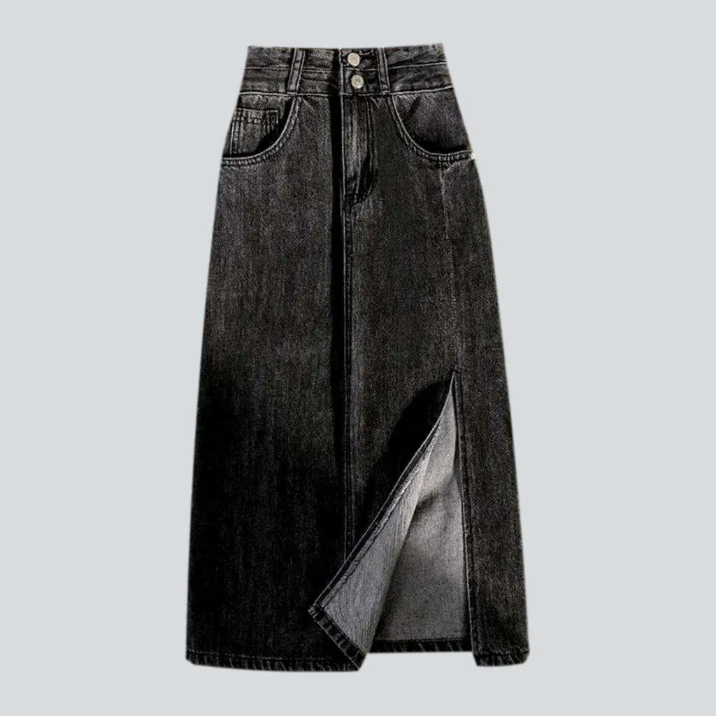 Warm Atmosphere Vintage double waistband denim skirt
 for women