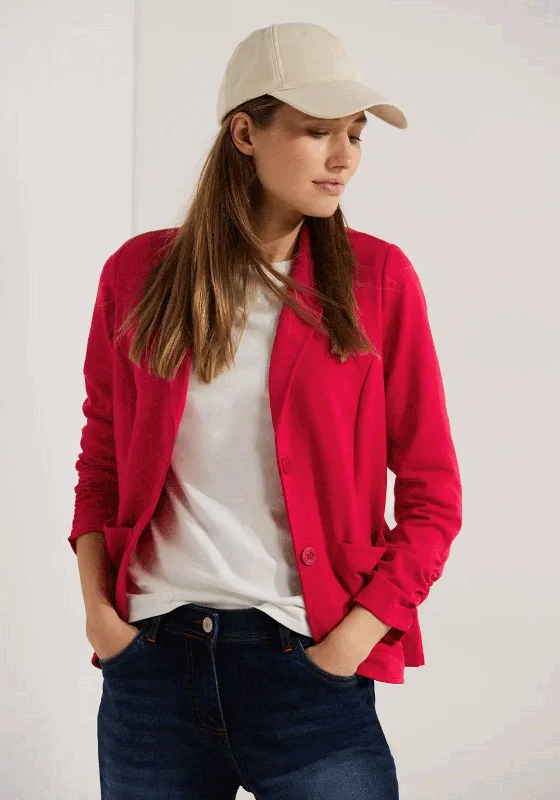 Bright Colors Cecil Ruffle Sweat Blazer, Casual Red