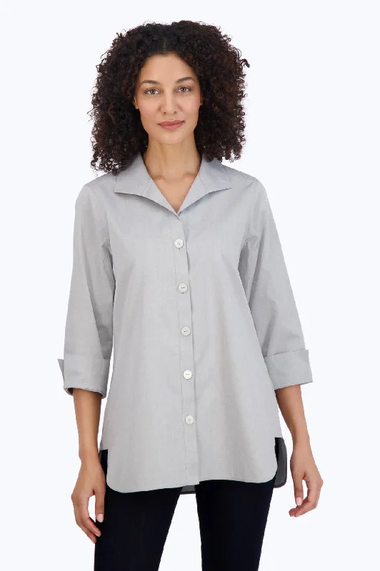 Classic Pandora Pinpoint No Iron 3/4 Sleeve Tunic, Silver