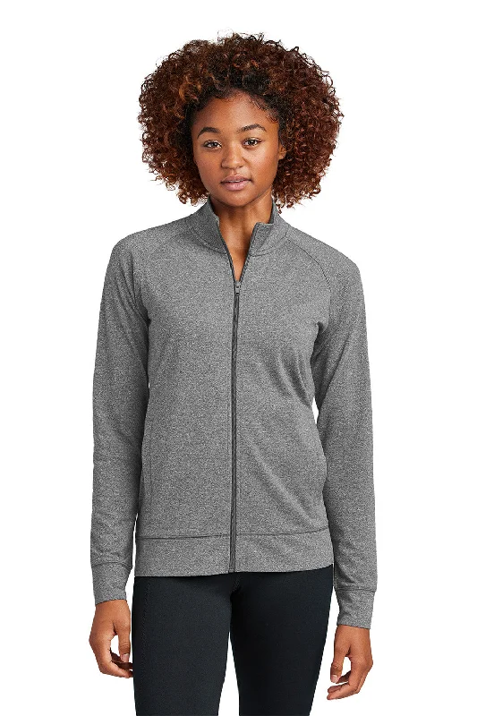 Feminine Charm Sport-Tek Womens Sport-Wick Moisture Wicking Full Zip Cadet Jacket - Heather Charcoal Grey - New