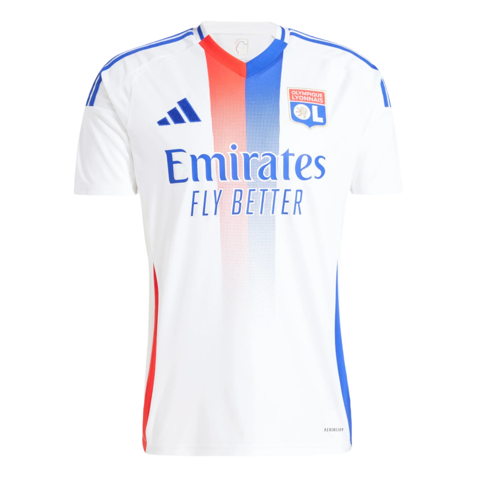 Slightly Flared Design Adidas Olympique Lyon Home Jersey 24/25