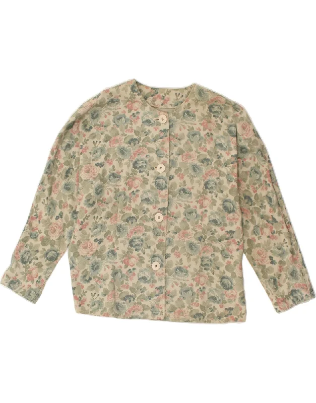 Fresh And Capable VINTAGE Womens Shirt Blouse UK 14 Large Green Floral