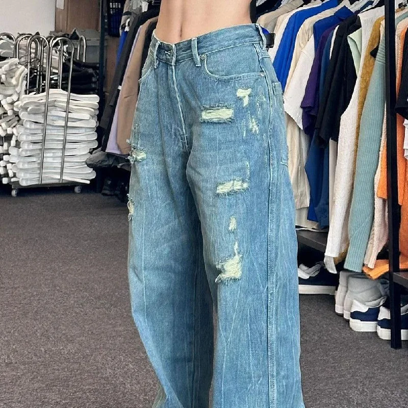 Casual And Comfortable Retro High Waist Loose Wide Leg Pants