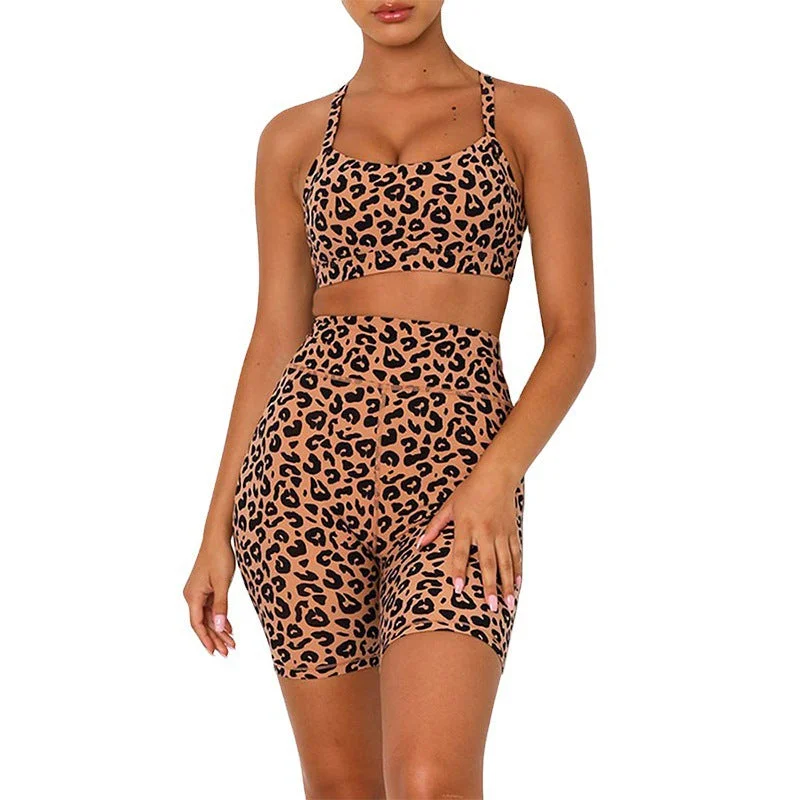 Fashionable Prints Fashion Leopard Print Backless Yoga Suits