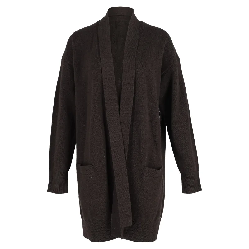 Simple And Comfortable Joseph Belted Knitted Cardigan in Brown Wool