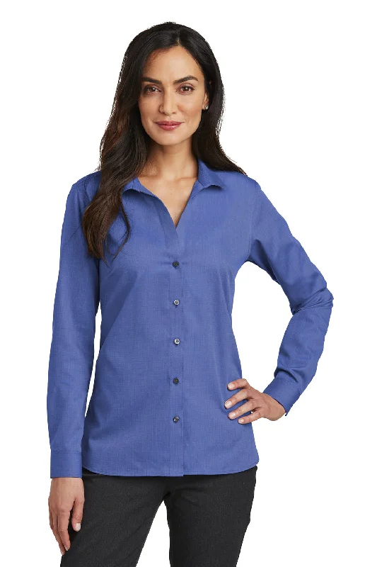 Slightly Flared Design Red House Womens Nailhead Wrinkle Resistant Long Sleeve Button Down Shirt - Mediterranean Blue - Closeout