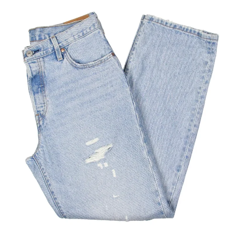 Playful Style Levi's Womens Denim Distressed Straight Leg Jeans