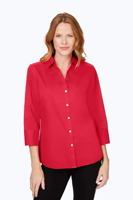 Classic Color Mary Stretch No Iron 3/4 Sleeve Shirt, Sweet Cherry