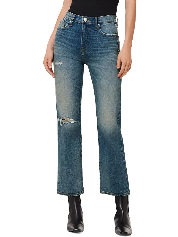 Fresh And Simple Womens Denim Whisker Wash Straight Leg Jeans