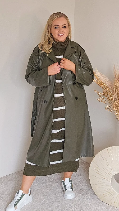 Classic Lindsay Khaki Pu Trenchcoat