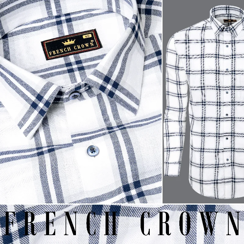 Creative Prints Bright White Twill Plaid Premium Cotton Shirt