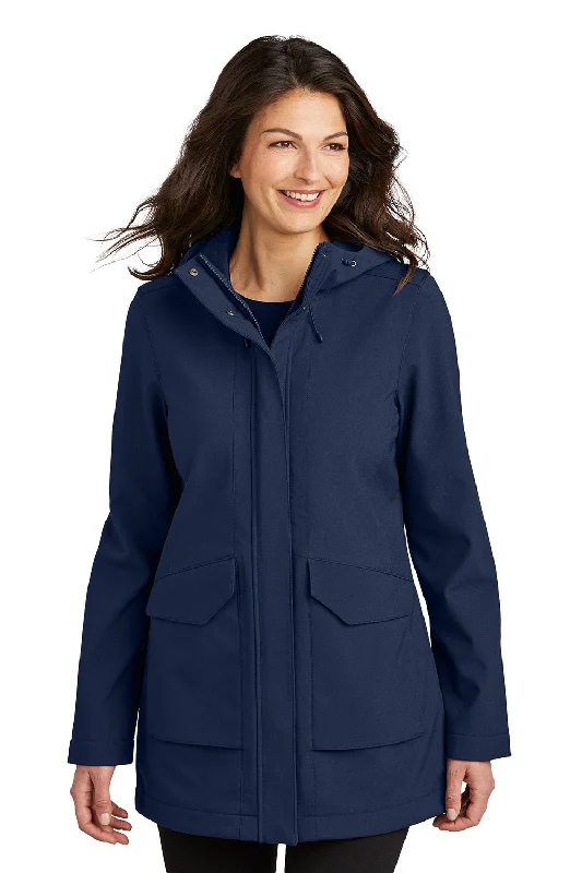 Fashionable Items Port Authority Womens Collective Outer Water Resistant Soft Shell Full Zip Hooded Parka - River Navy Blue - New