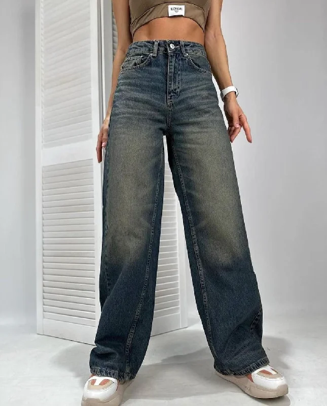 Playful Style Baddie Vintage Dirty Wash Dad Fit Jeans