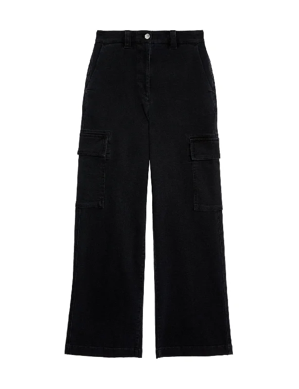 Elegant Design High Waisted Straight Leg Cargo Jeans