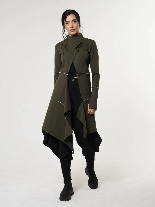 Personalized Design Avant Garde Military Green Coat