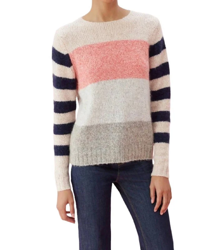 Minimalism La Vie Soft Stripe Pullover Sweater In Pink