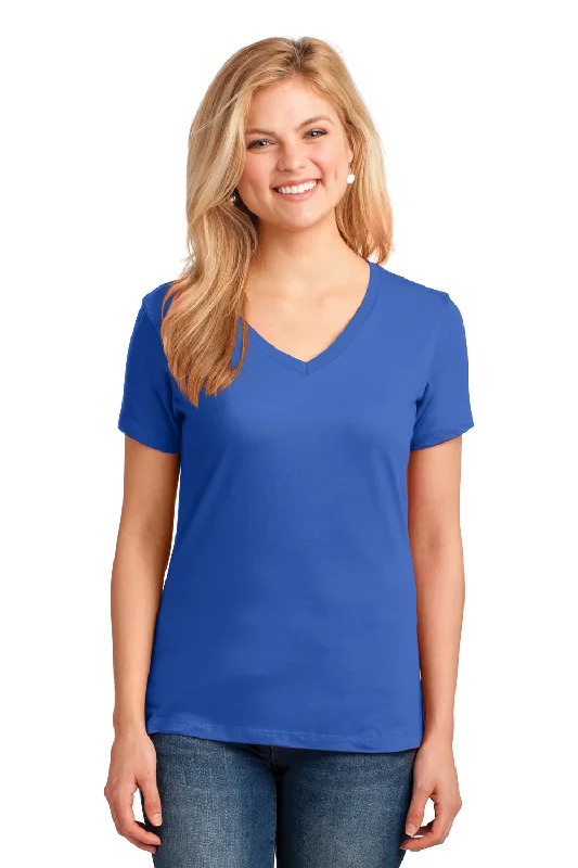 Cute Design Port & Company Womens Core Short Sleeve V-Neck T-Shirt - Royal Blue