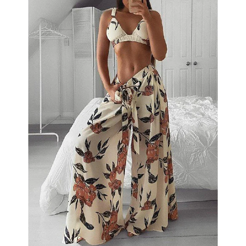 Fashion Style Women Casual Floral Printed Two-Piece Suits