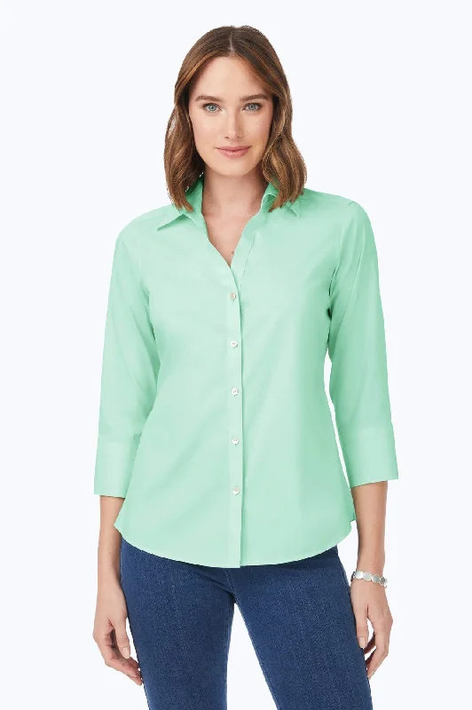 Personalized Outfit Mary Stretch No Iron 3/4 Sleeve Shirt, Sea Mist