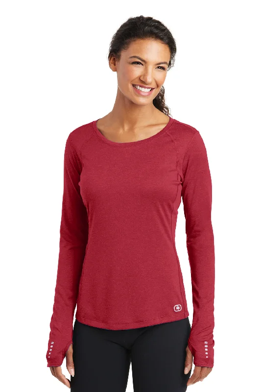 Warm Atmosphere Ogio Womens Endurance Pulse Jersey Moisture Wicking Long Sleeve Crewneck T-Shirt - Ripped Red