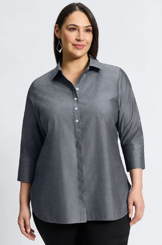 Luxury And Elegant Madison Plus Essential Pinpoint No Iron Tunic