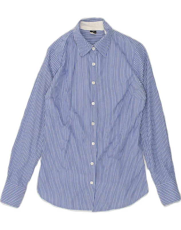 Youthful Street Fashion J. CREW Womens Shirt UK 6 XS Blue Striped Cotton