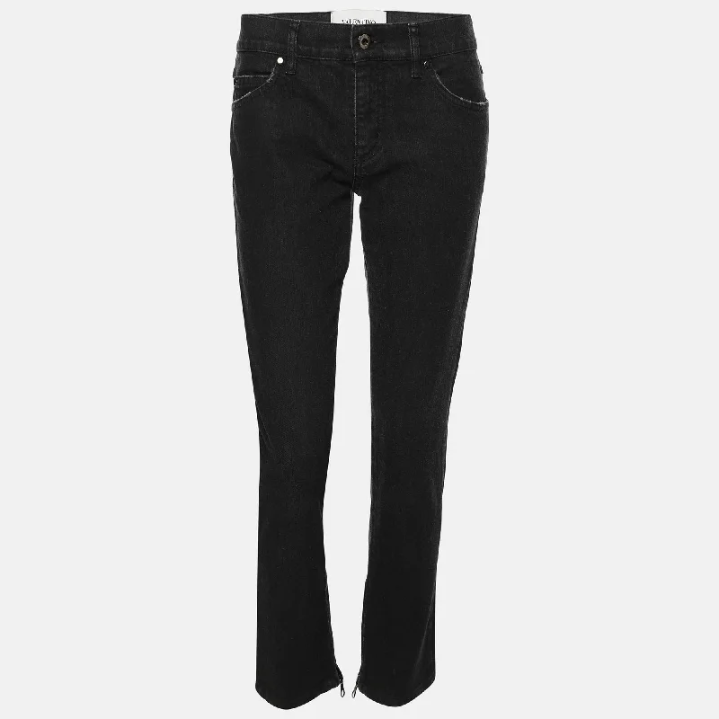 College Style Valentino Black Denim Petale Jeans