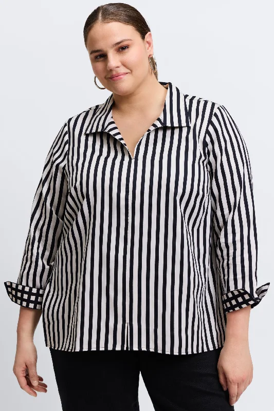 Elegant And Simple Agnes Plus No Iron Stripe & Gingham Shirt