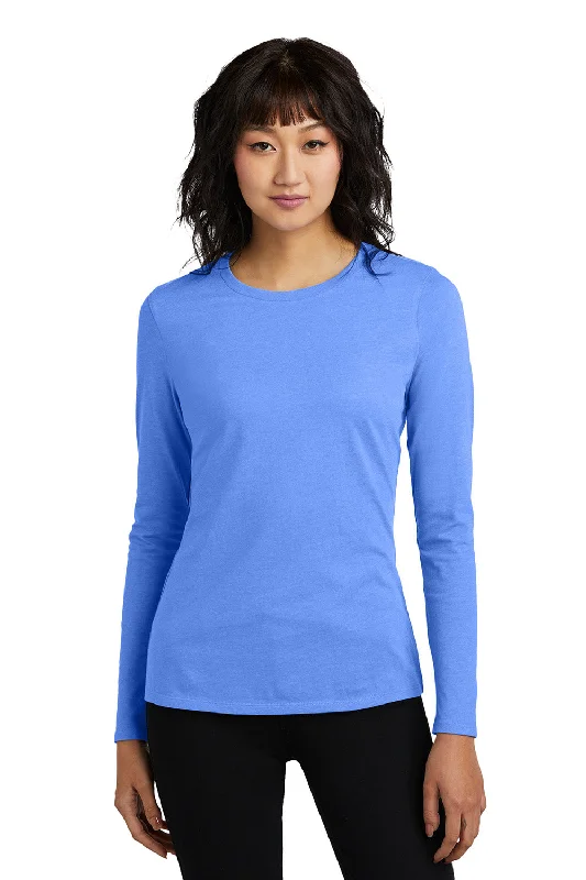 Classic Style District Womens Perfect Blend CVC Long Sleeve Crewneck T-Shirt - Heather Royal Blue - New