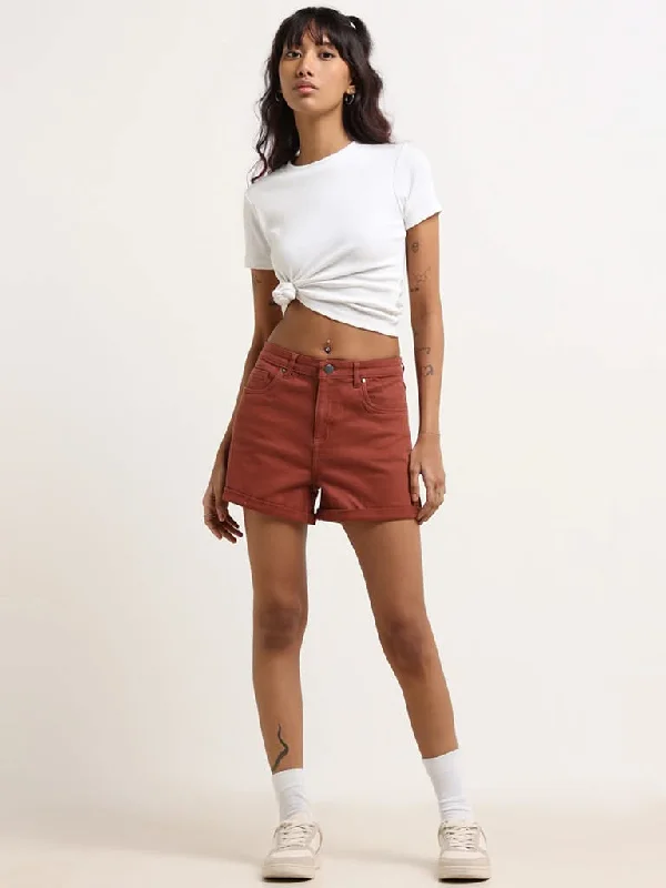 High Street Style Nuon Brown Mid-Rise Shorts