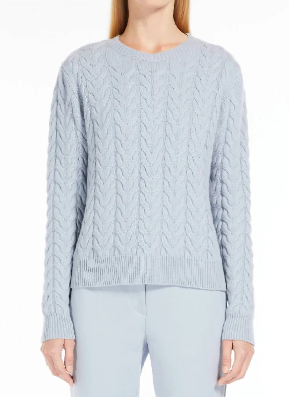 Sexy Fun Odessa Cable Cashmere Sweater In Light Blue