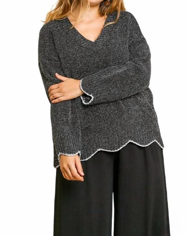 Urban Sense Zig Zag Pullover Sweater In Black