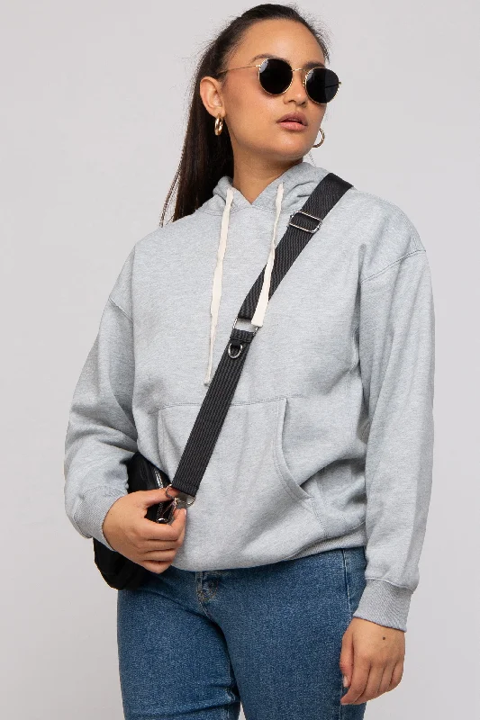 Carefree Style Heather Grey Basic Fleece Hoodie