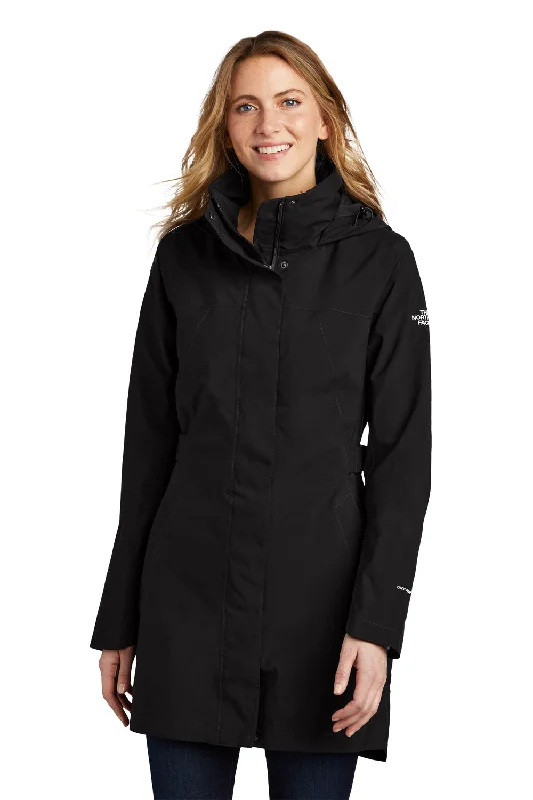 Celebrity Must-have The North Face Womens City Windproof & Waterproof Full Zip Hooded Trench Coat - Black - Closeout