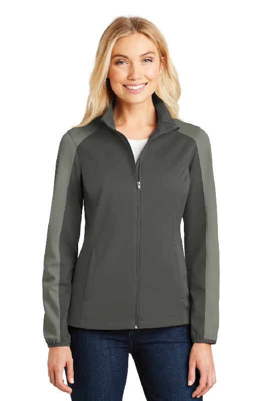 Casual And Comfortable Port Authority Womens Active Wind & Water Resistant Full Zip Jacket - Steel Grey/Rogue Grey - Closeout