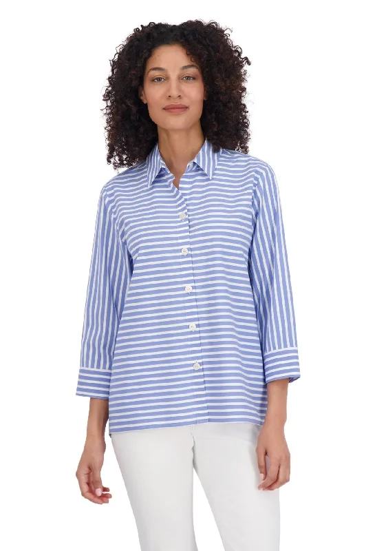 Classic And Versatile Kelly 3/4 Sleeve Stretch No Iron Stripe Shirt