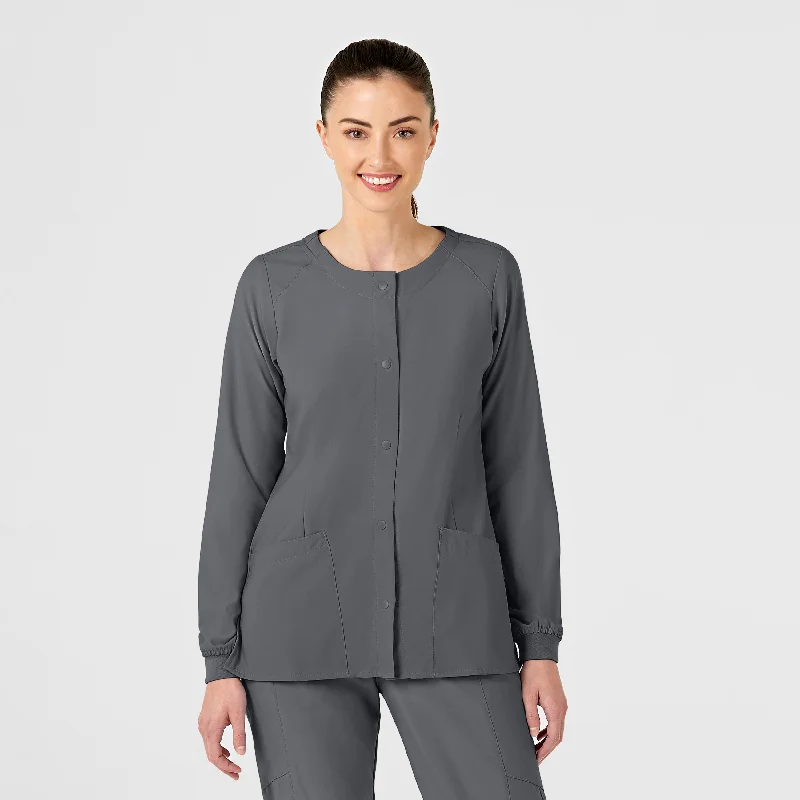 Urban Sense W123 Women's Crew Neck Warm Up Scrub Jacket - Pewter