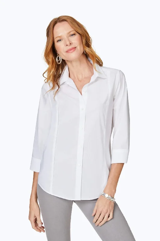 Fresh And Simple Piping Detail Stretch No Iron 3/4 Sleeve Shirt