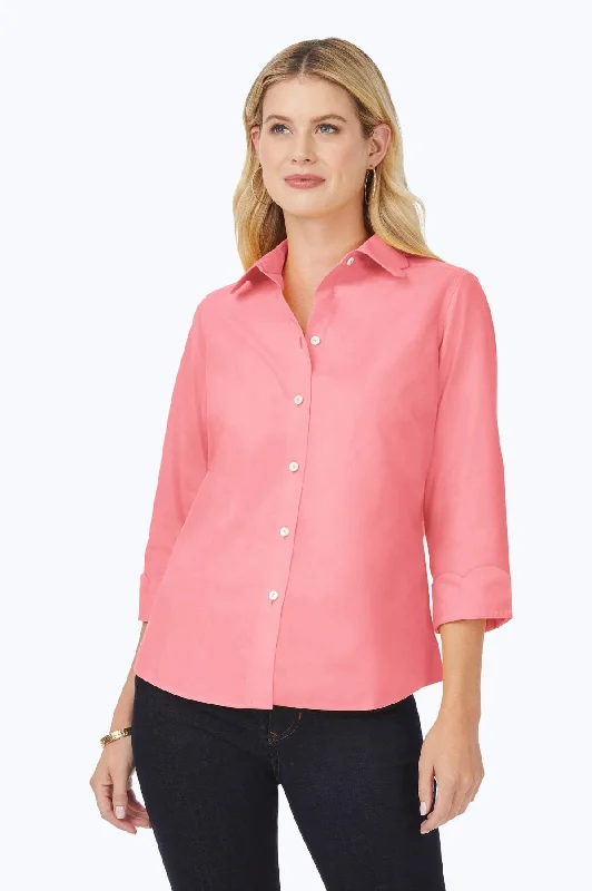 Personalized Wear Gwen Pinpoint No Iron Scallop Shirt, Pink Peach