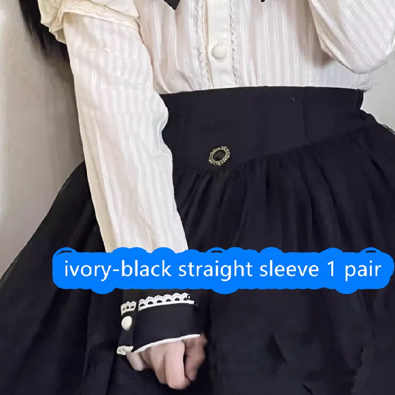 ivory-black straight sleeve 1 pair