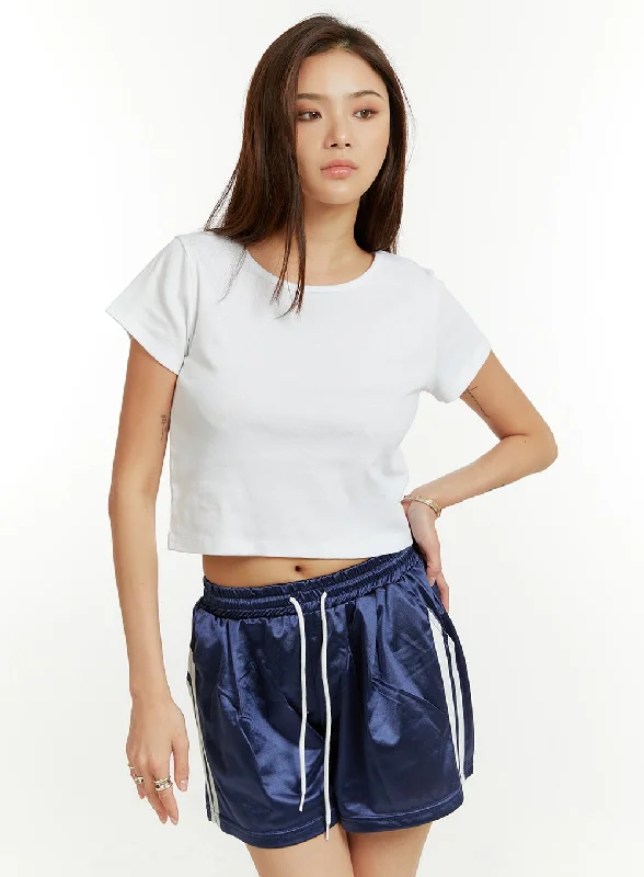 Feminine Charm Basic Cotton Crop Tee CU421