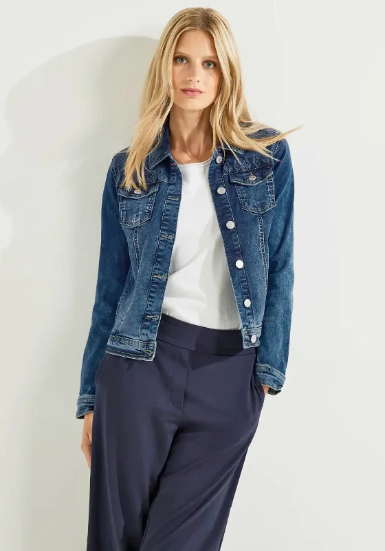 Light And Breathable Cecil Button up Denim Jacket, Mid-Wash Denim