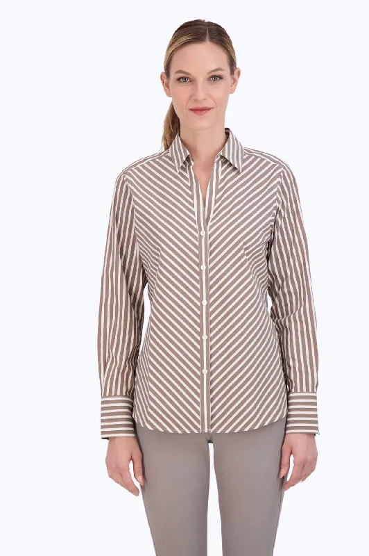 Retro Fashion Mary Stretch No Iron Stripe Shirt