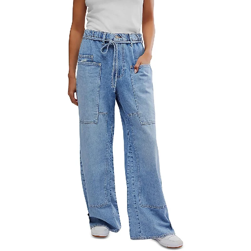 Fresh And Natural Free People Womens Pockets Denim Wide Leg Jeans