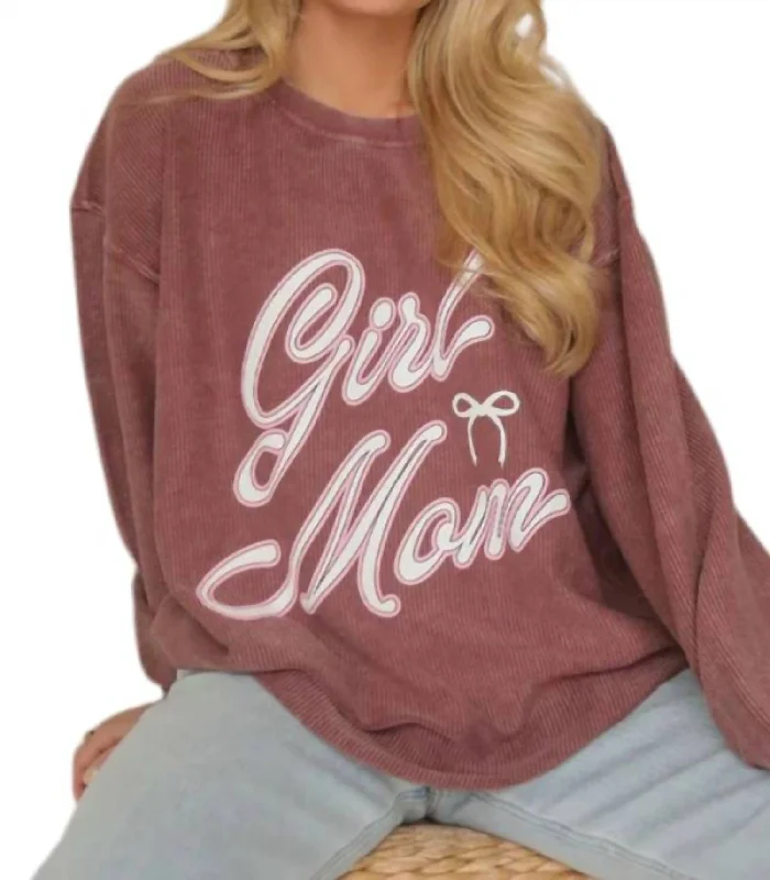 Sports And Leisure Girl Mom Cord Sweater In Maroon